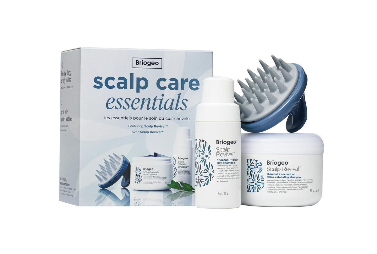 Briogeo Scalp Revival detox spray bottle close-up for purifying the scalp