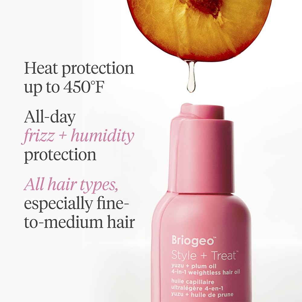 Briogeo Style + Treat Yuzu + Plum 4-in-1 oil on dry hair finish.