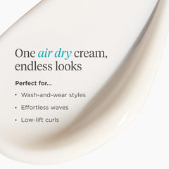 Creamy texture swatch demonstrates weightless hydration for defined waves or curls