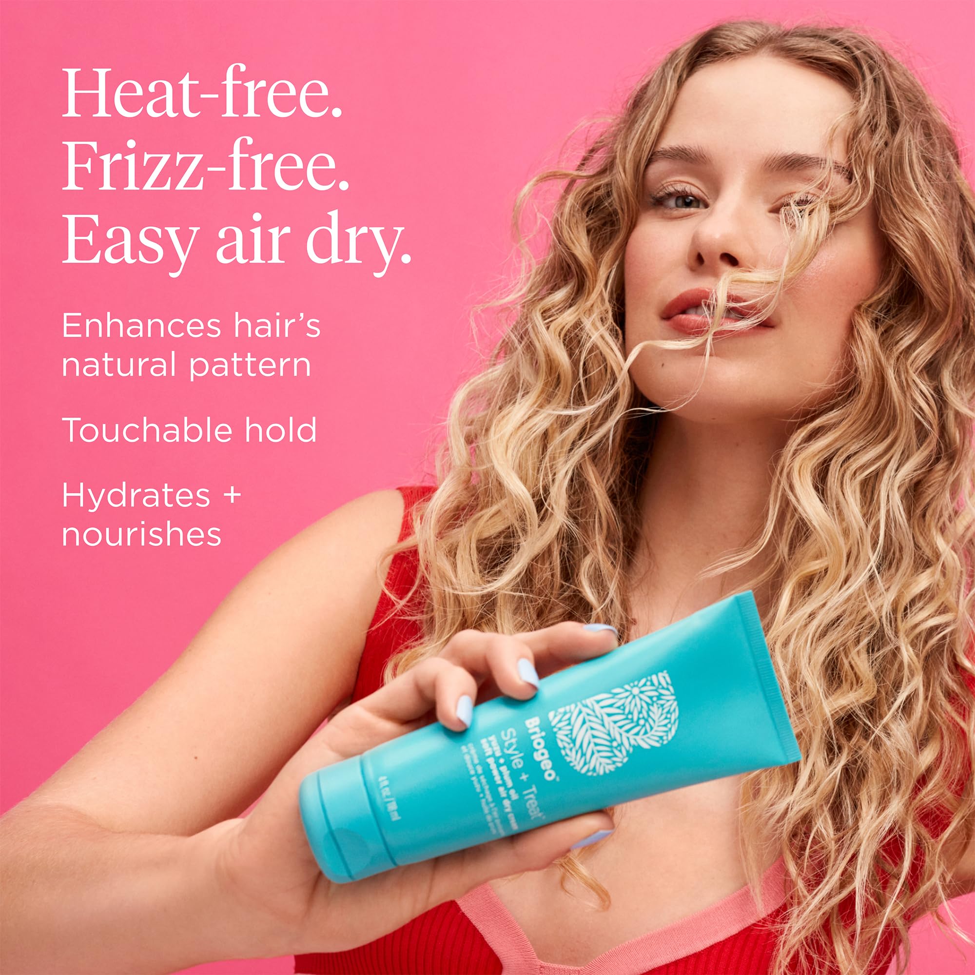 Damp hair with the cream absorbed, ready for air-dried look