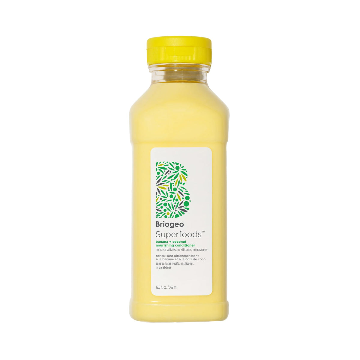 Briogeo Superfoods Banana + Coconut conditioner bottle ready for daily hydration.