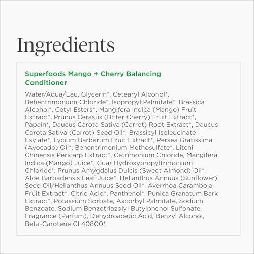 Briogeo Superfoods Mango Cherry Balancing Conditioner packaging eco-friendly message on carton and tube