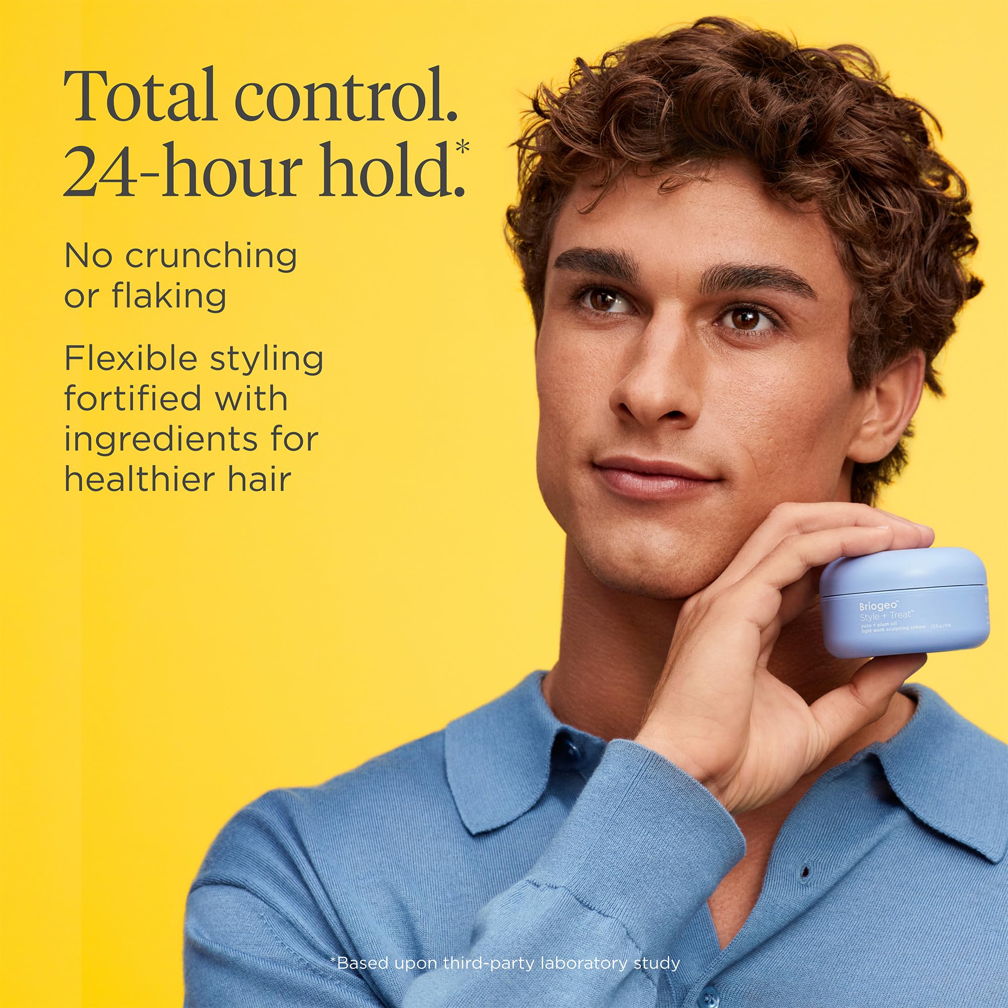 Illustration highlighting Yuzu extract in Briogeo formula for antioxidant care.