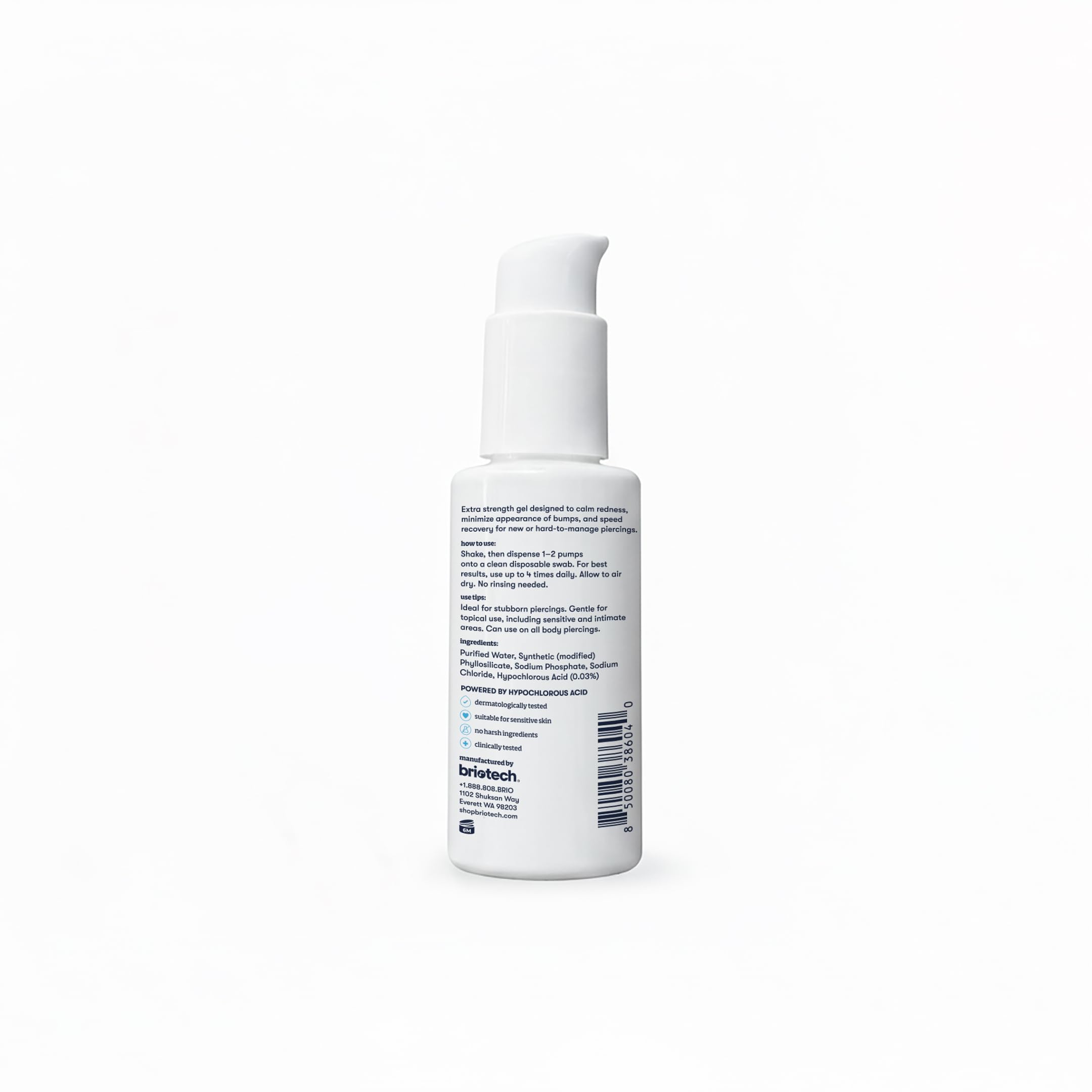 BRIOTECH Pierce Gel close-up of hydrogel texture on skin providing soothing relief