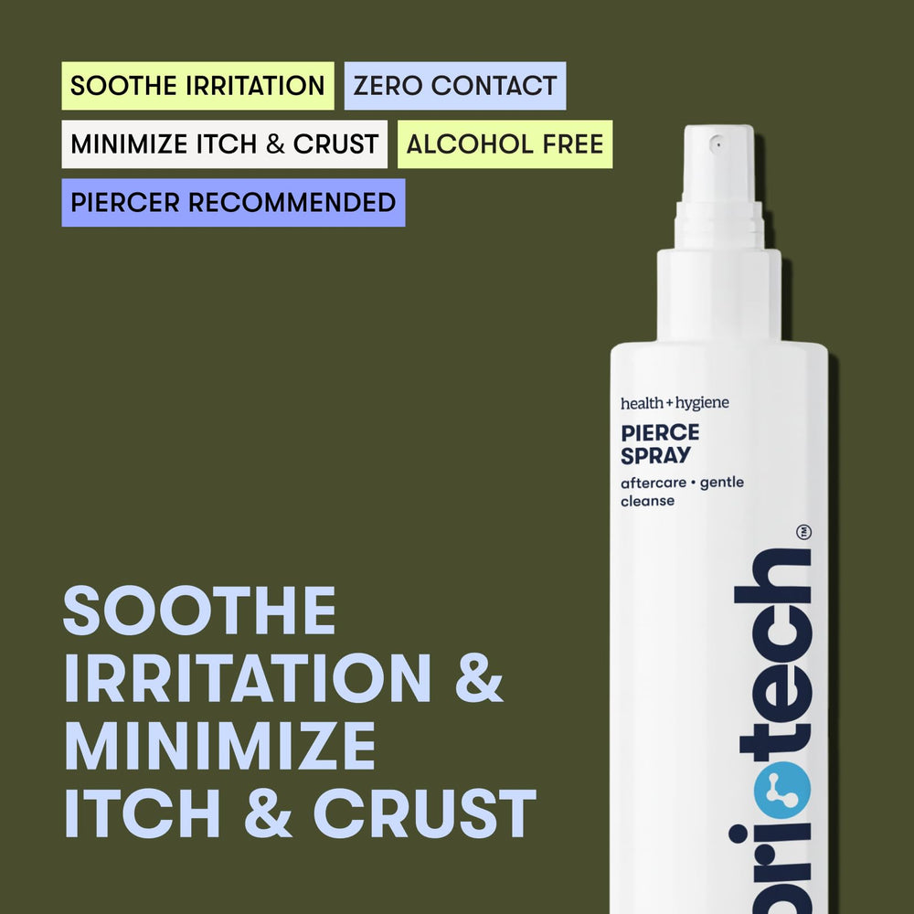 BRIOTECH Pierce Spray application on skin provides cooling relief and quick drying