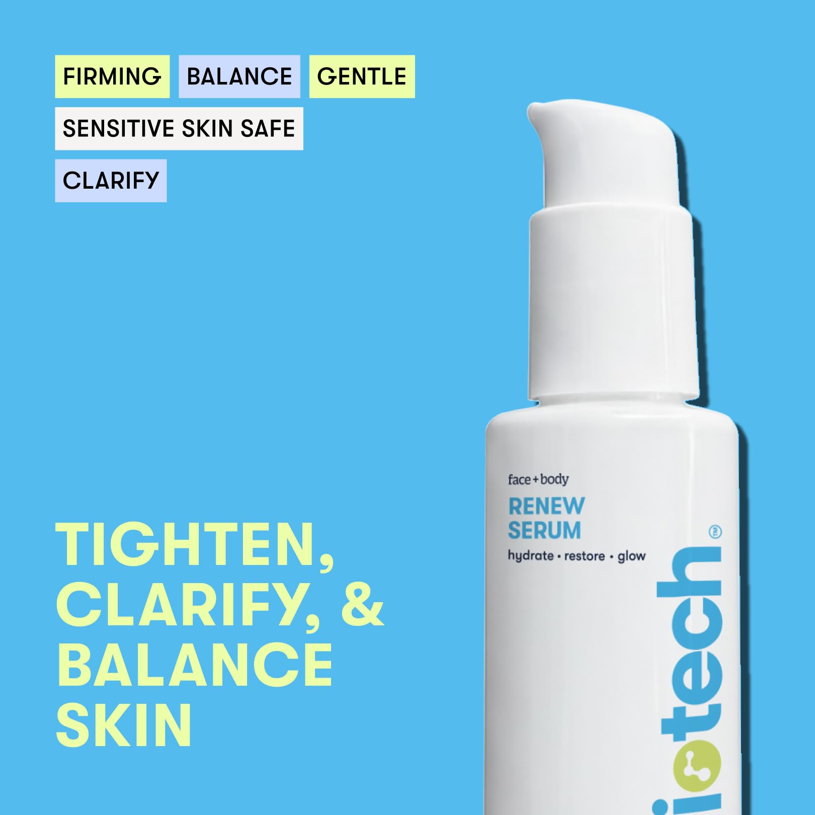 BRIOTECH Renew Serum applied to clean skin for smoother texture.