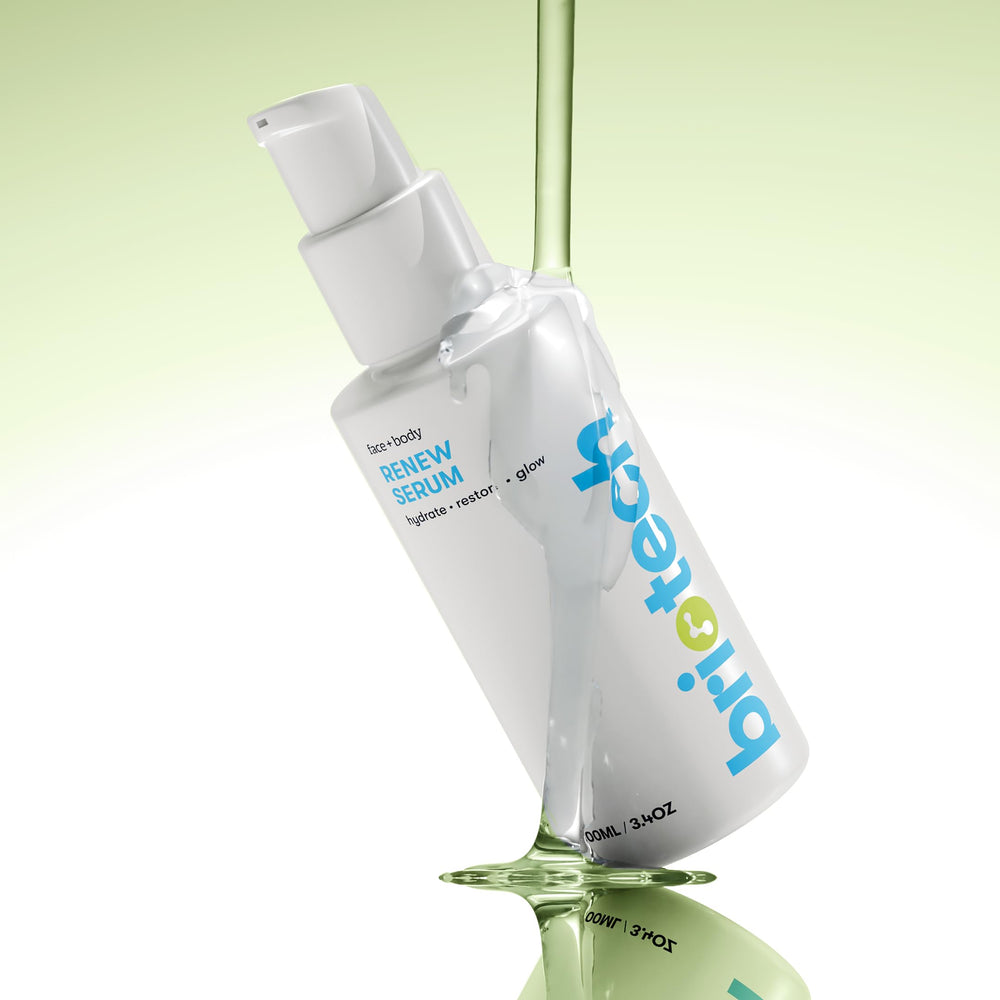 BRIOTECH Renew Serum on neck and chest for a cohesive look.