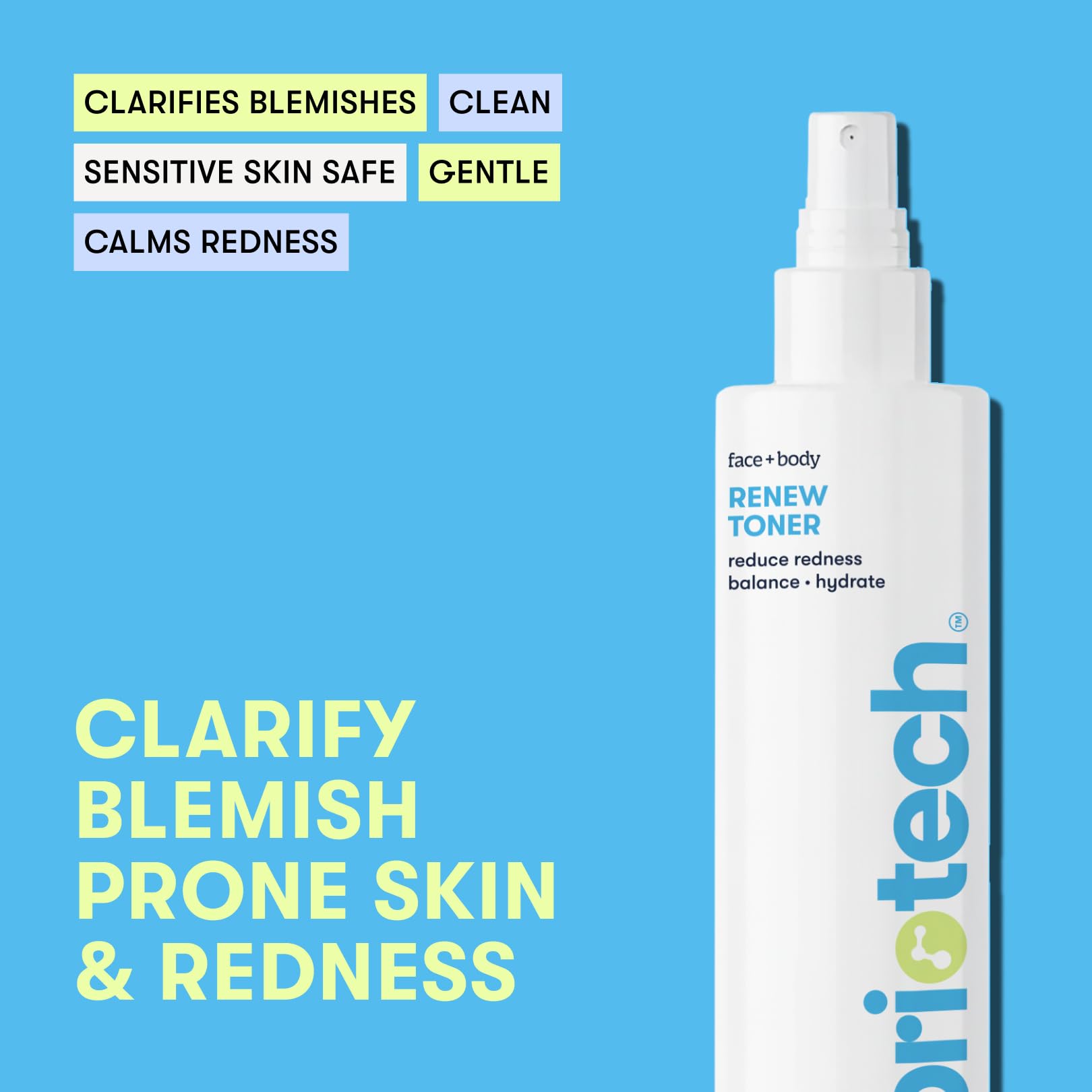 BRIOTECH Renew Toner spray application demonstrates a gentle daily routine