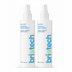 BRIOTECH HOCl spray bottle emits a soft mist for sensitive skin hydration.