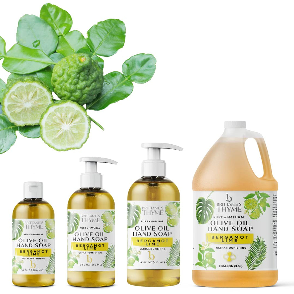 Brittanie's Thyme Bergamot Lime liquid soap biodegradable formula for eco-conscious homes.