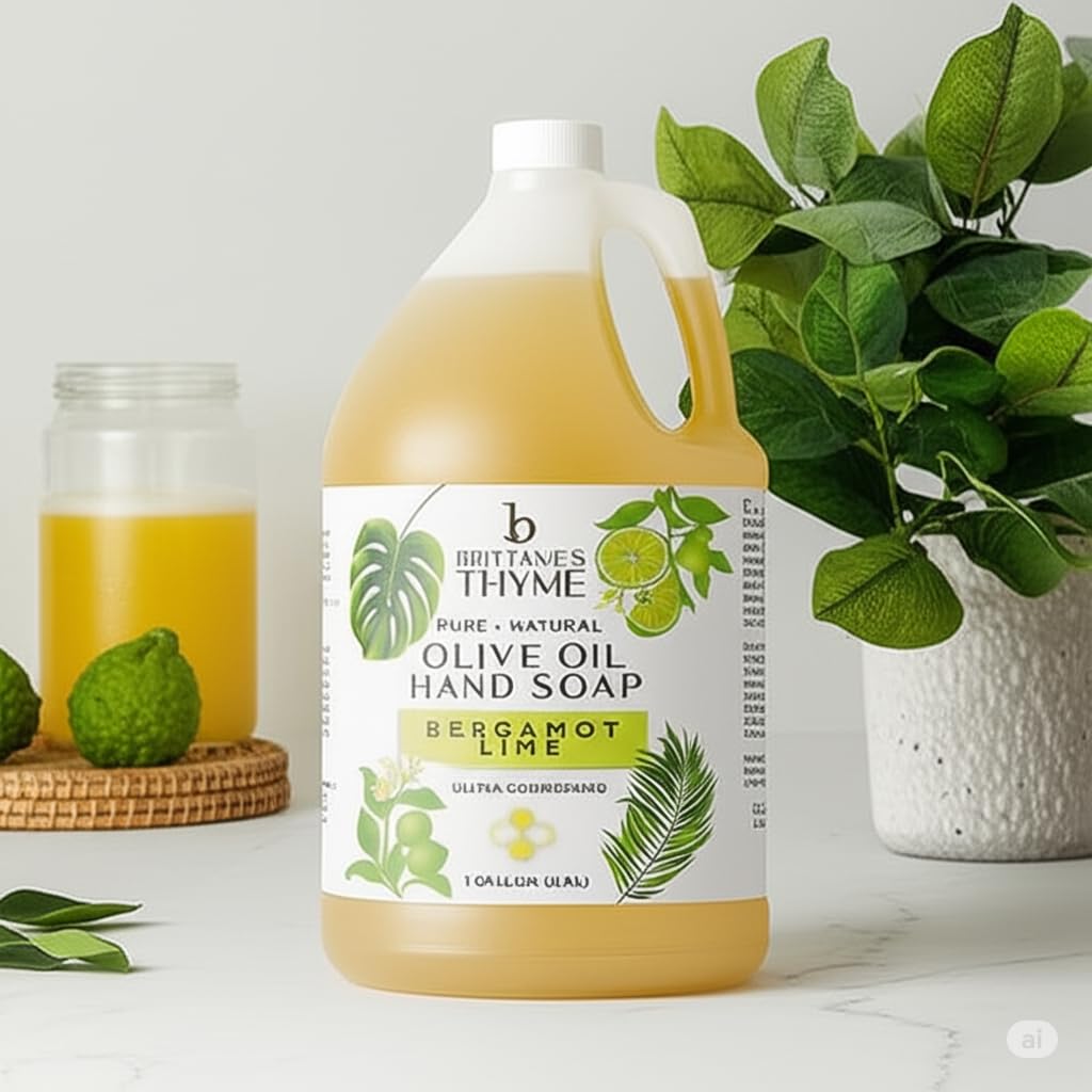 Brittanie's Thyme Bergamot Lime gallon refill to reduce plastic waste.