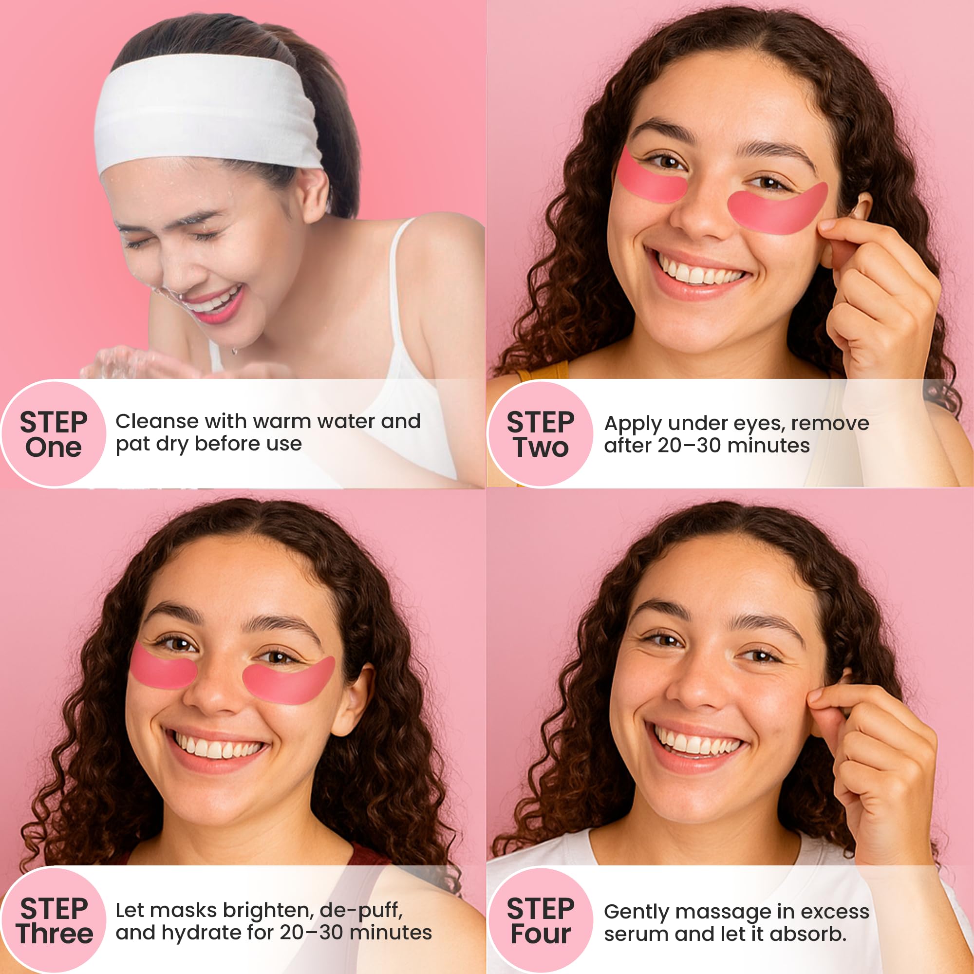 Briteglo patches with hyaluronic acid hydrate and smooth fine lines.