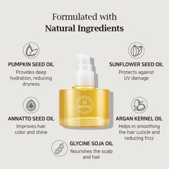 BRITISH M Annatto Hair Oil texture application shows smooth, glossy results