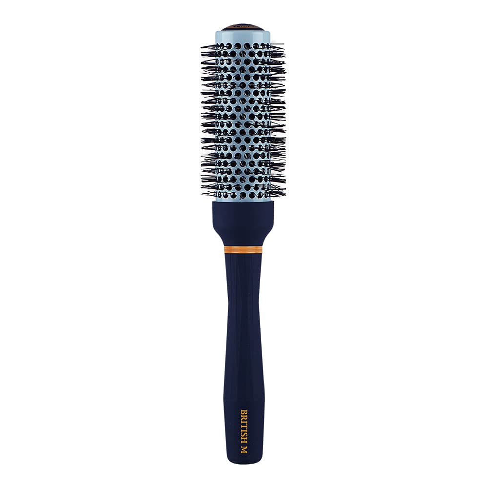 British M curling ceramic brush 33mm close-up for smooth, frizz-free styling