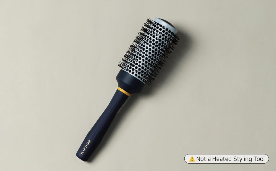 British M curling ceramic brush 43mm in-use for long-hair styling