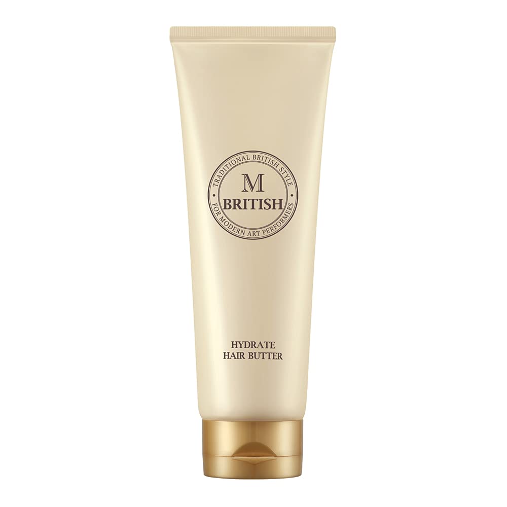 BRITISH M Hydrate Hair Butter bottle pour for easy, mess-free daily moisture.