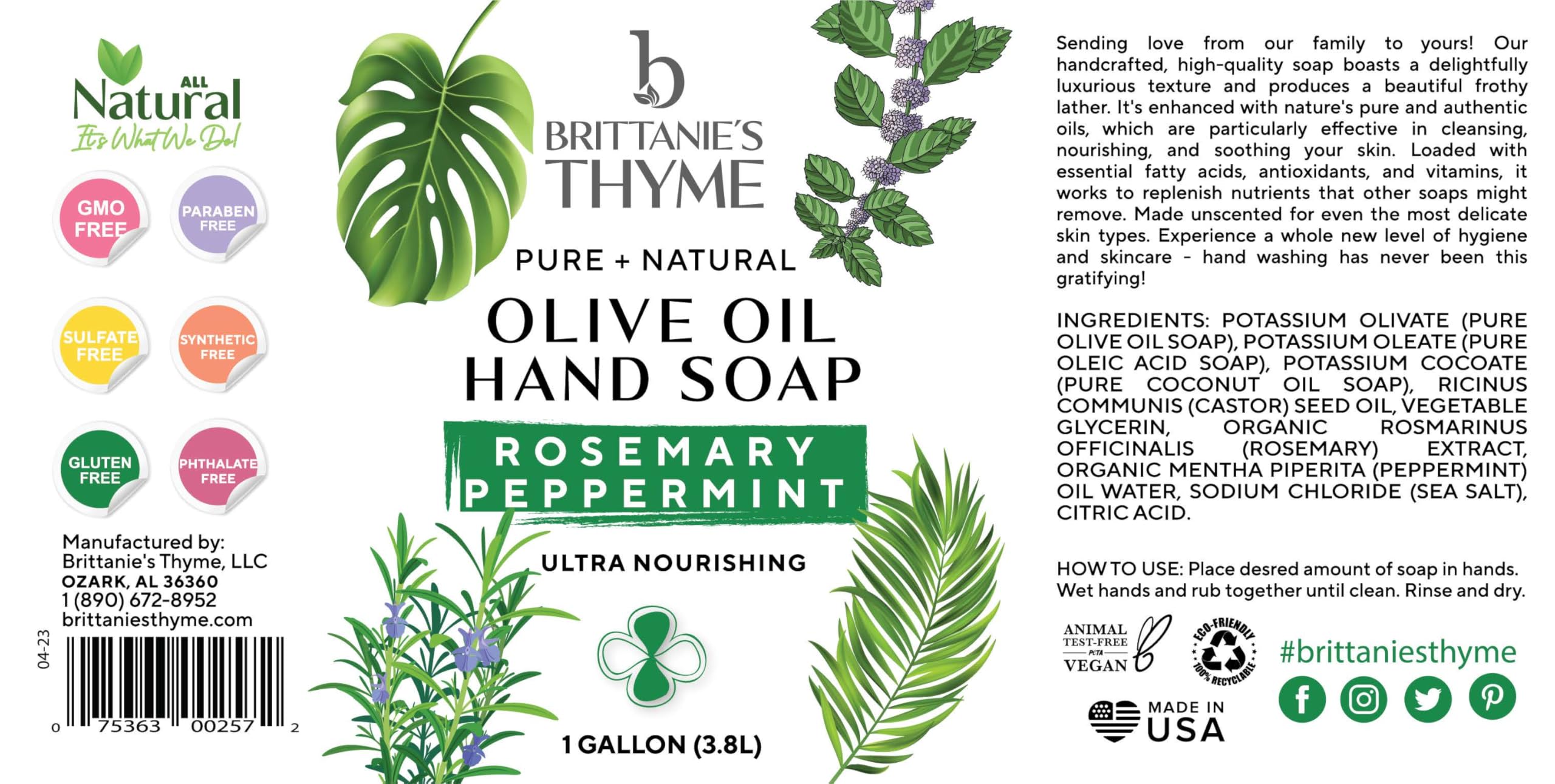 Close-up of Brittanie's rosemary peppermint aroma offering an energizing natural scent.