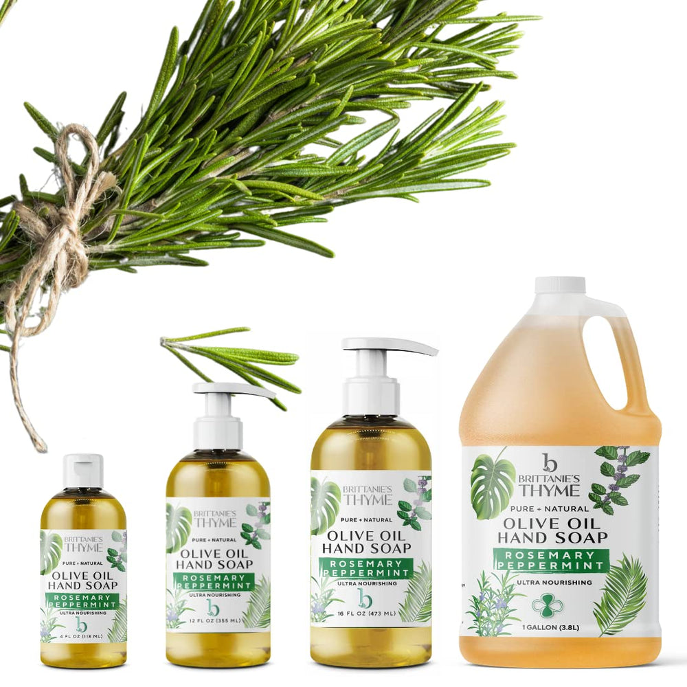 Brittanie's Castile soap used as body wash in shower with rosemary peppermint.