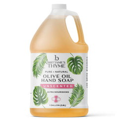 Brittanie's Thyme castile soap refill bottle, unscented and versatile for skin and surfaces.