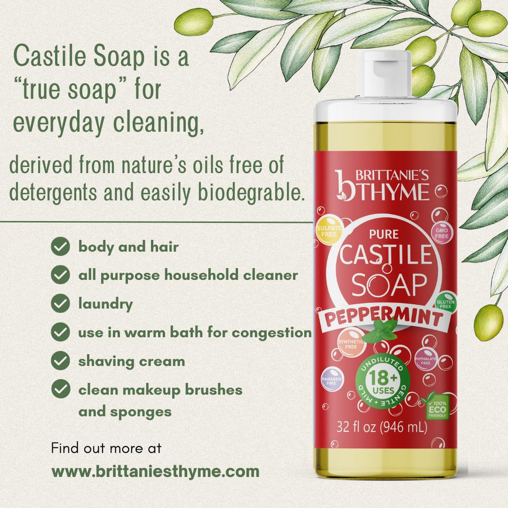 Castile soap used as a kitchen cleaner with peppermint scent.