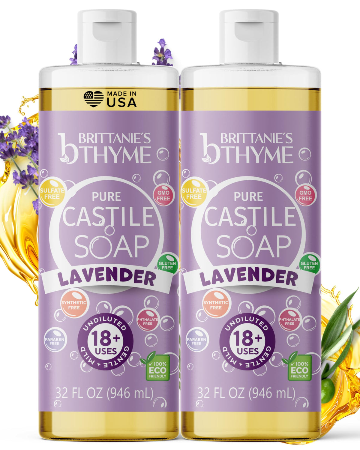 Brittanie's Thyme savon Castile lavande en recharge, douceur pour la peau.