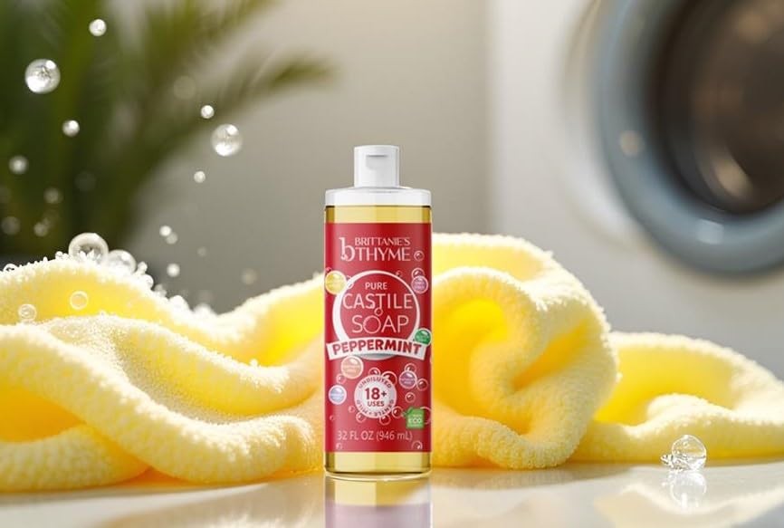 Two-pack Brittanie's Thyme Castile soap on display box.