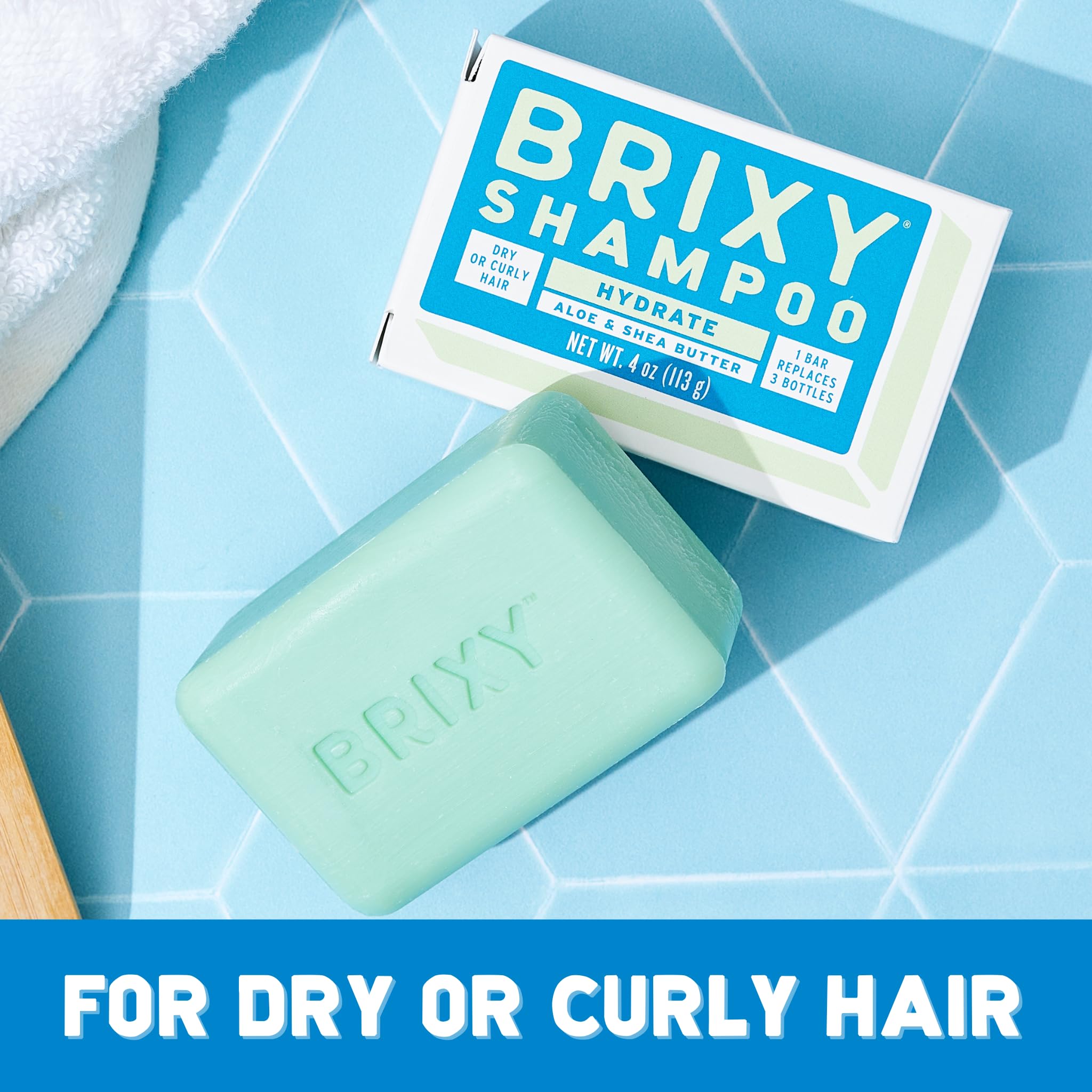 BRIXY Hydrating Shampoo Bar Aloe focus nourishes with hydration.