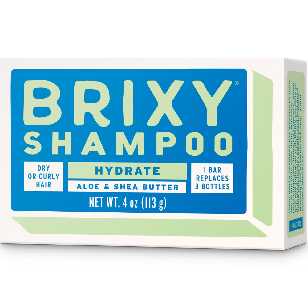 BRIXY Hydrating Shampoo Bar bottle for refreshing cleansing on dry hair.