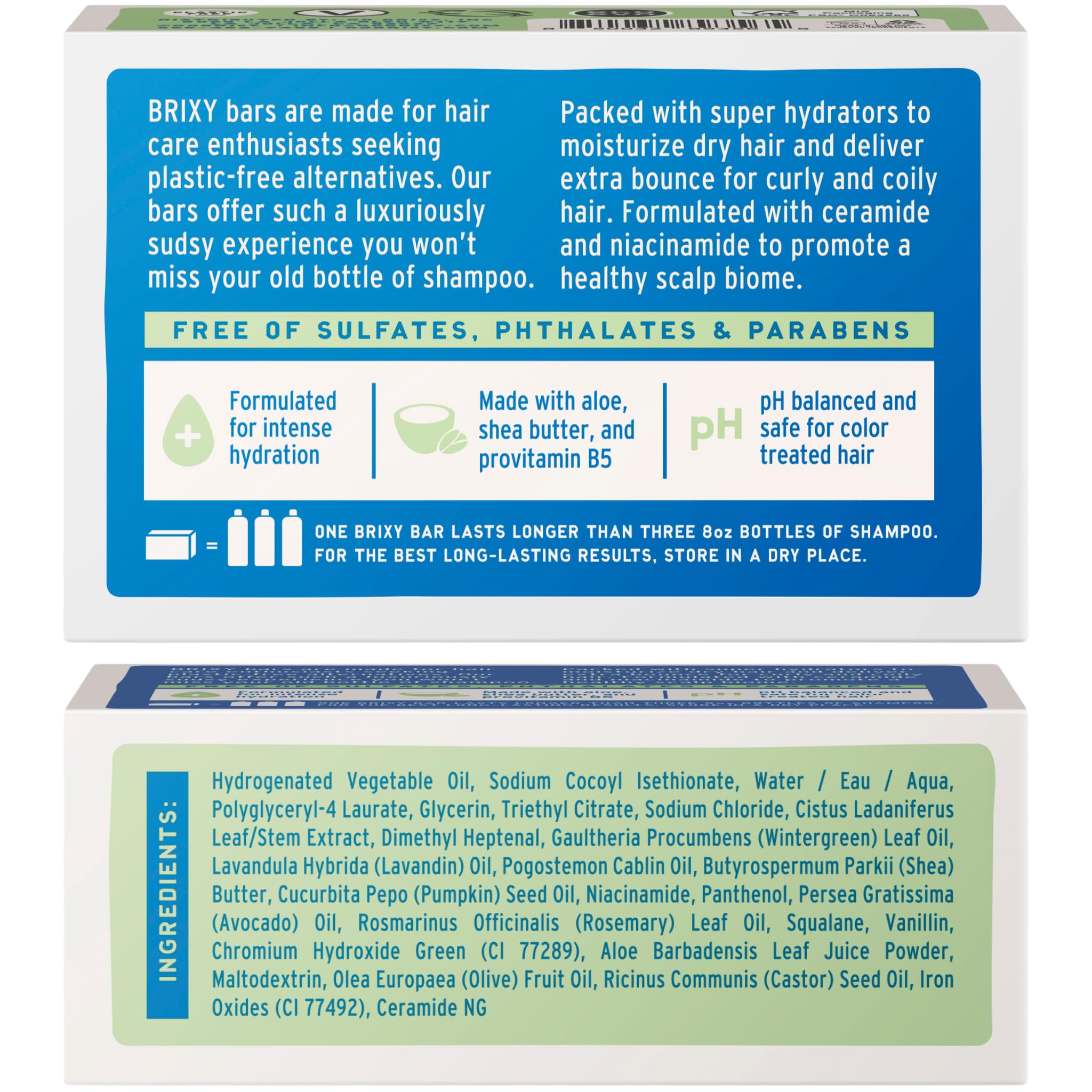 BRIXY Hydrating Shampoo Bar Eco Packaging reduces waste.