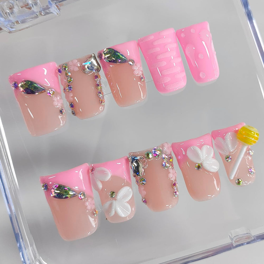BRKYKGK medium-size short duck nails ready for at-home glam