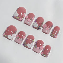 BRKYKGK pink nail design with flower detail for wearable everyday glamour.
