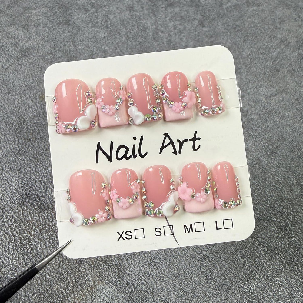 BRKYKGK short square 3D acrylic nails for quick salon-like looks at home.