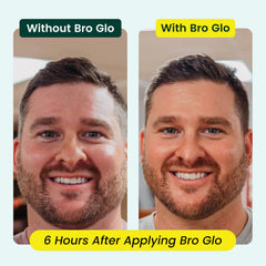 Bro Glo self-tanner face foam application close-up for easy, streak-free tanning