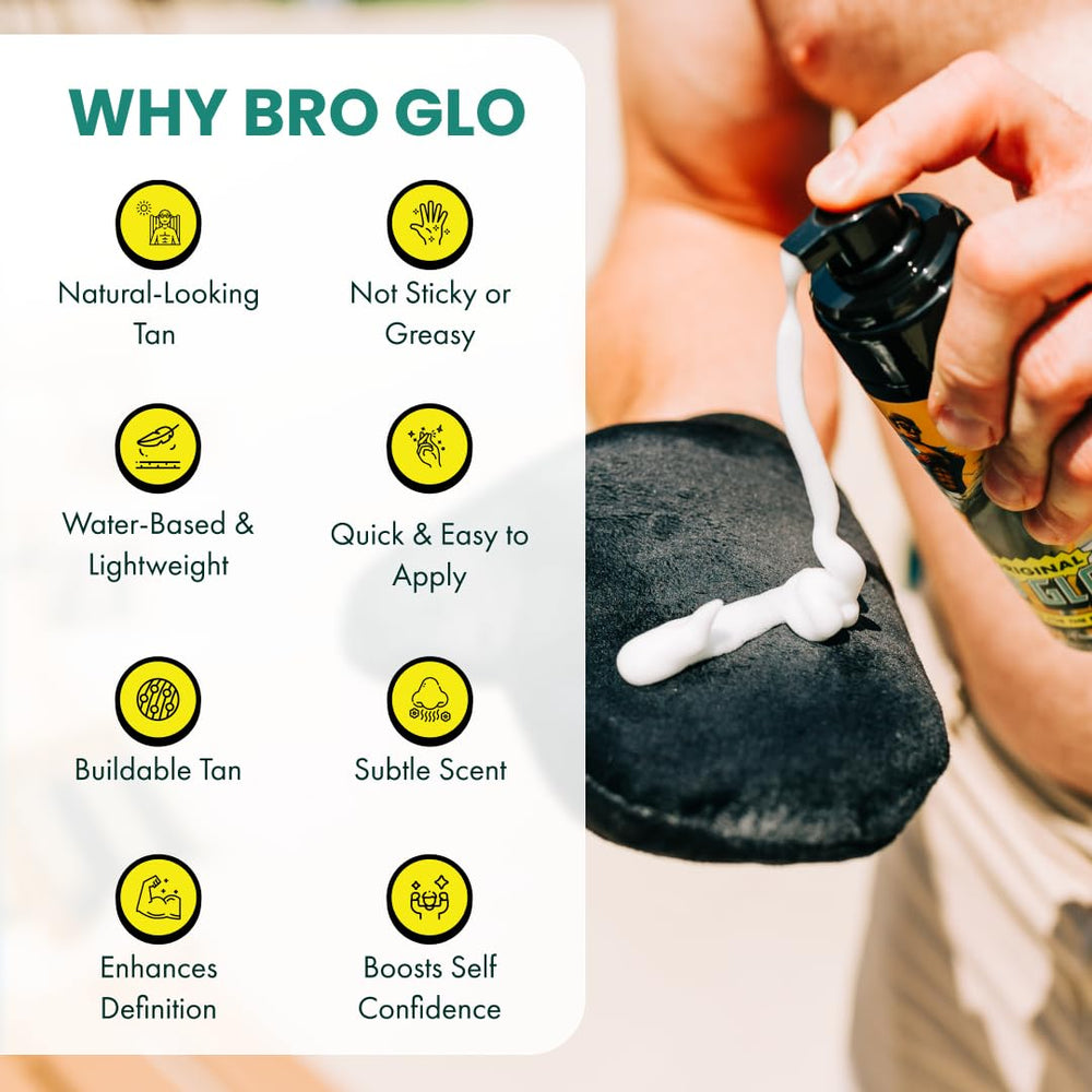 Bro Glo water-based formula feels light and non-greasy.