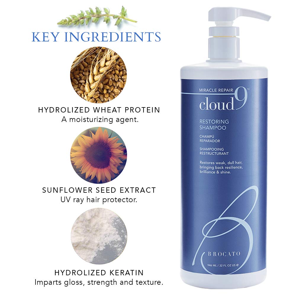 Brocato Cloud 9 Restoring Shampoo 3 oz bottle for travel-friendly hydration.