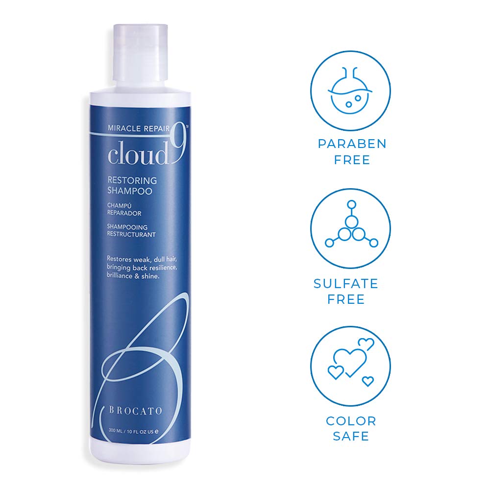 Brocato Cloud 9 Restoring Shampoo with hydrolyzed keratin supports strand strength