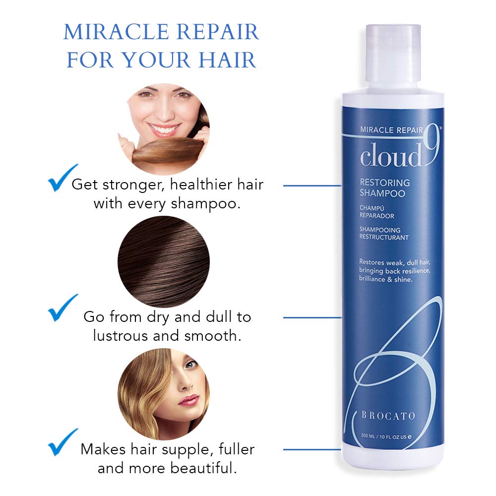 Brocato Cloud 9 Restoring Shampoo with wheat protein adds gloss and texture