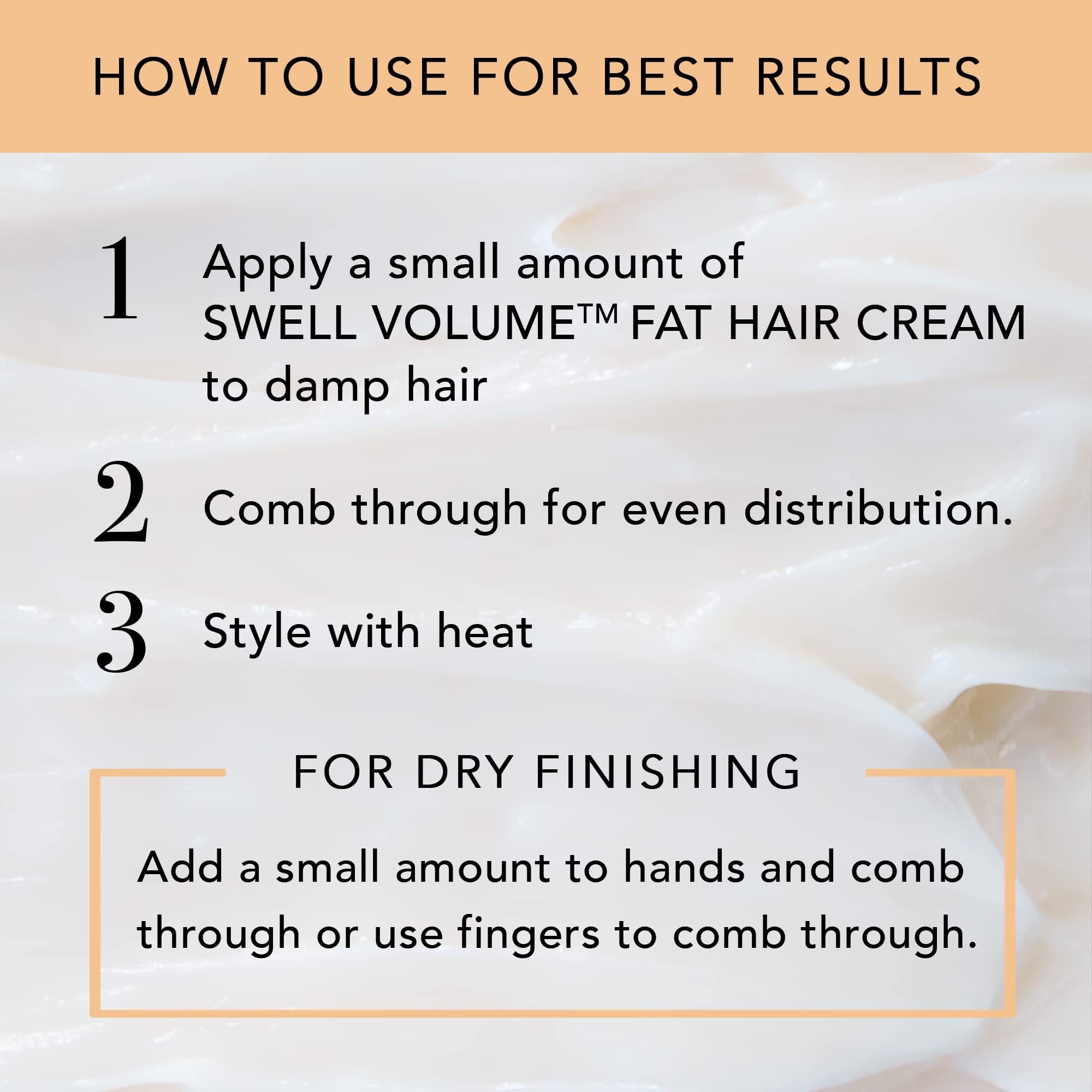 Hands applying Brocato Swell Volume Cream to hair during styling