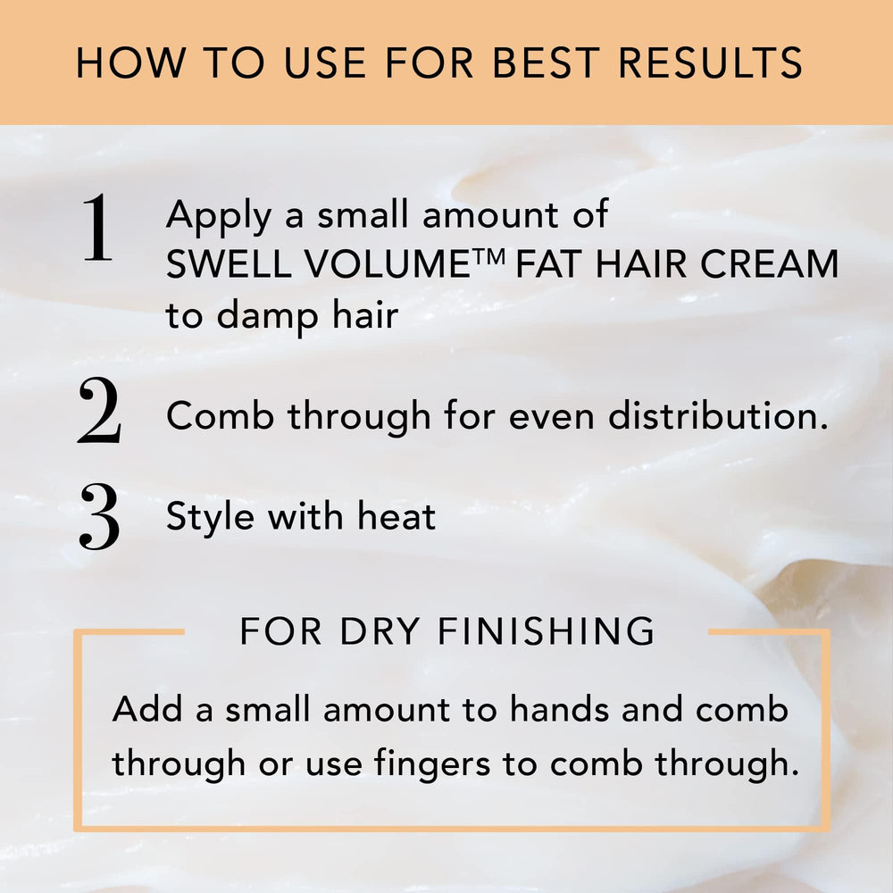 Hands applying Brocato Swell Volume Cream to hair during styling