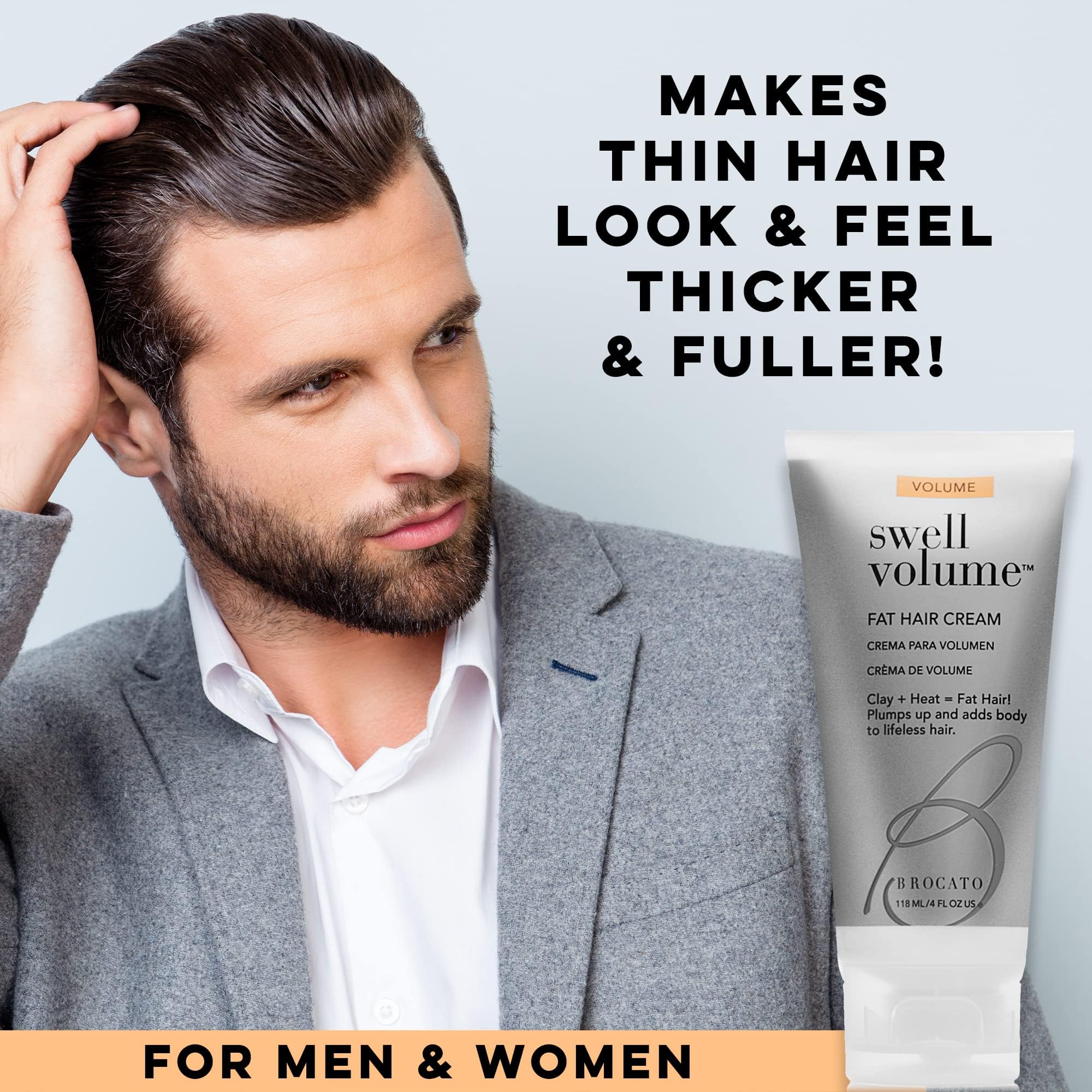 In-use scene with Brocato Swell Volume Hair Cream lifting hair volume