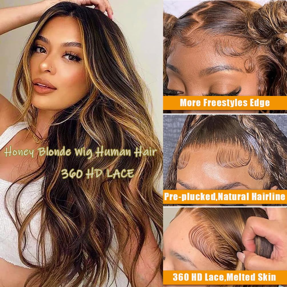 Brofiri honey blonde wig side view displaying side parting and volume