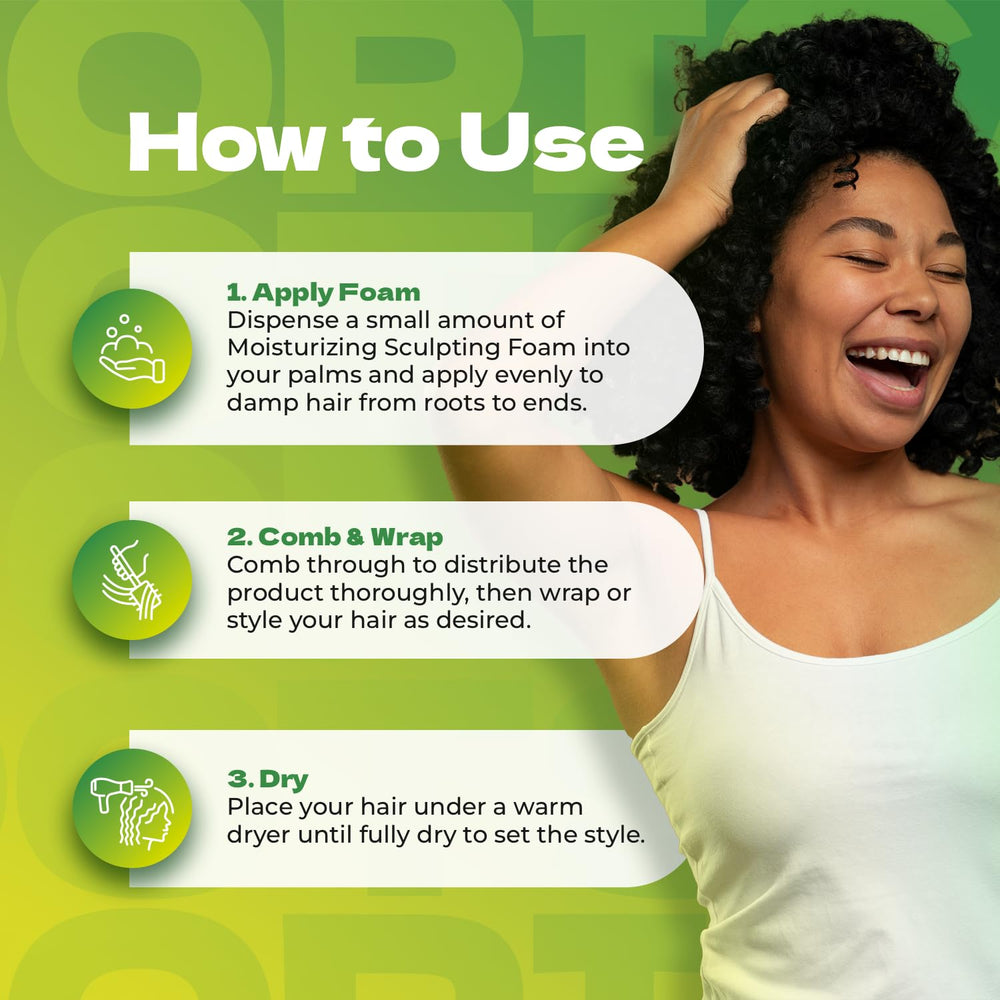 Hair being styled with Bronner Bros Tropical Roots for defined definition