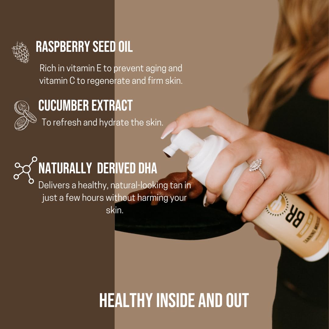 Bronze Cactus Caramel Cream Tanning Mousse applied to arm for natural glow