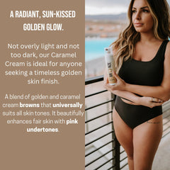Bronze Cactus Caramel Cream Tanning Mousse drying on skin without stickiness
