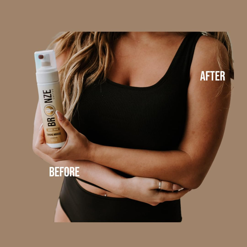 Bronze Cactus Caramel Cream Tanning Mousse foam texture closeup
