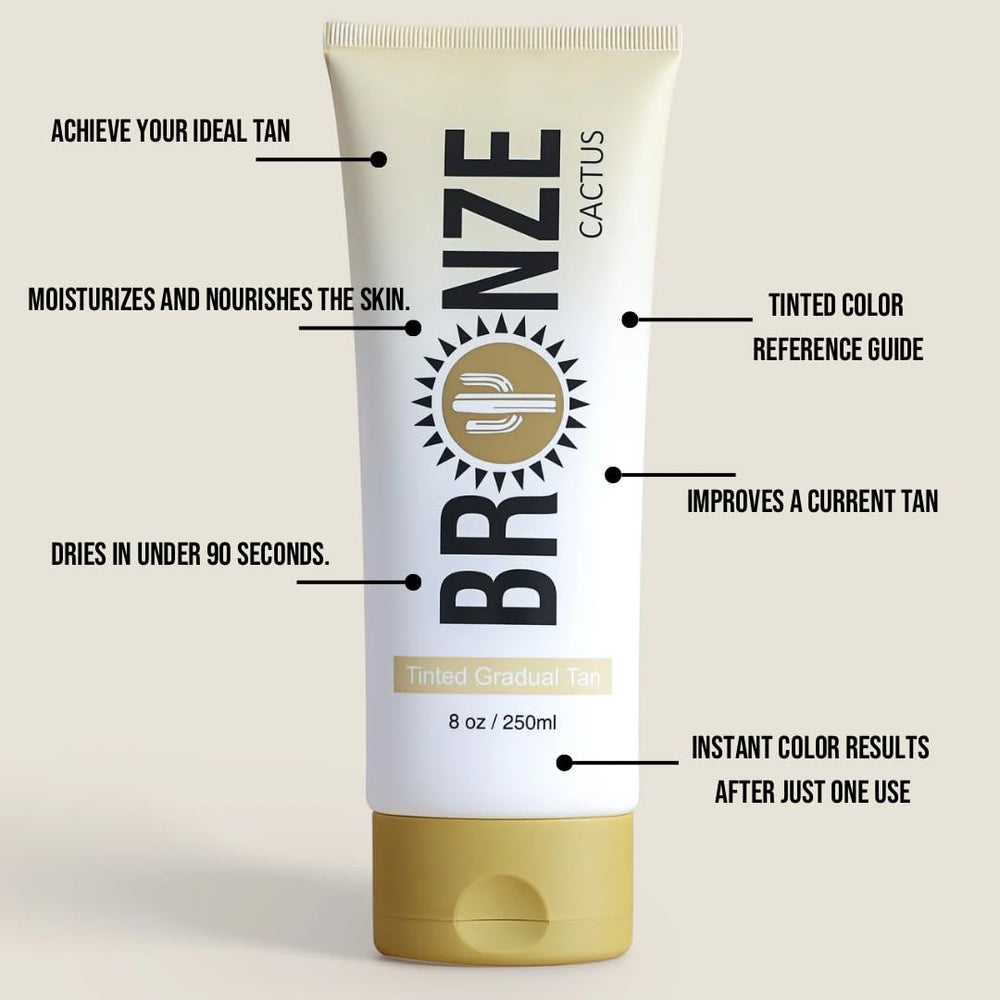 Bronze Cactus tinted gradual tan demonstrates buildable color for depth.