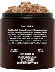 Brooklyn Botany Arabica Coffee Body Scrub application close-up shows gentle exfoliation.