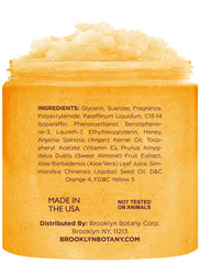 Brooklyn Botany Peach Bellini scrub texture close-up highlights honey richness.