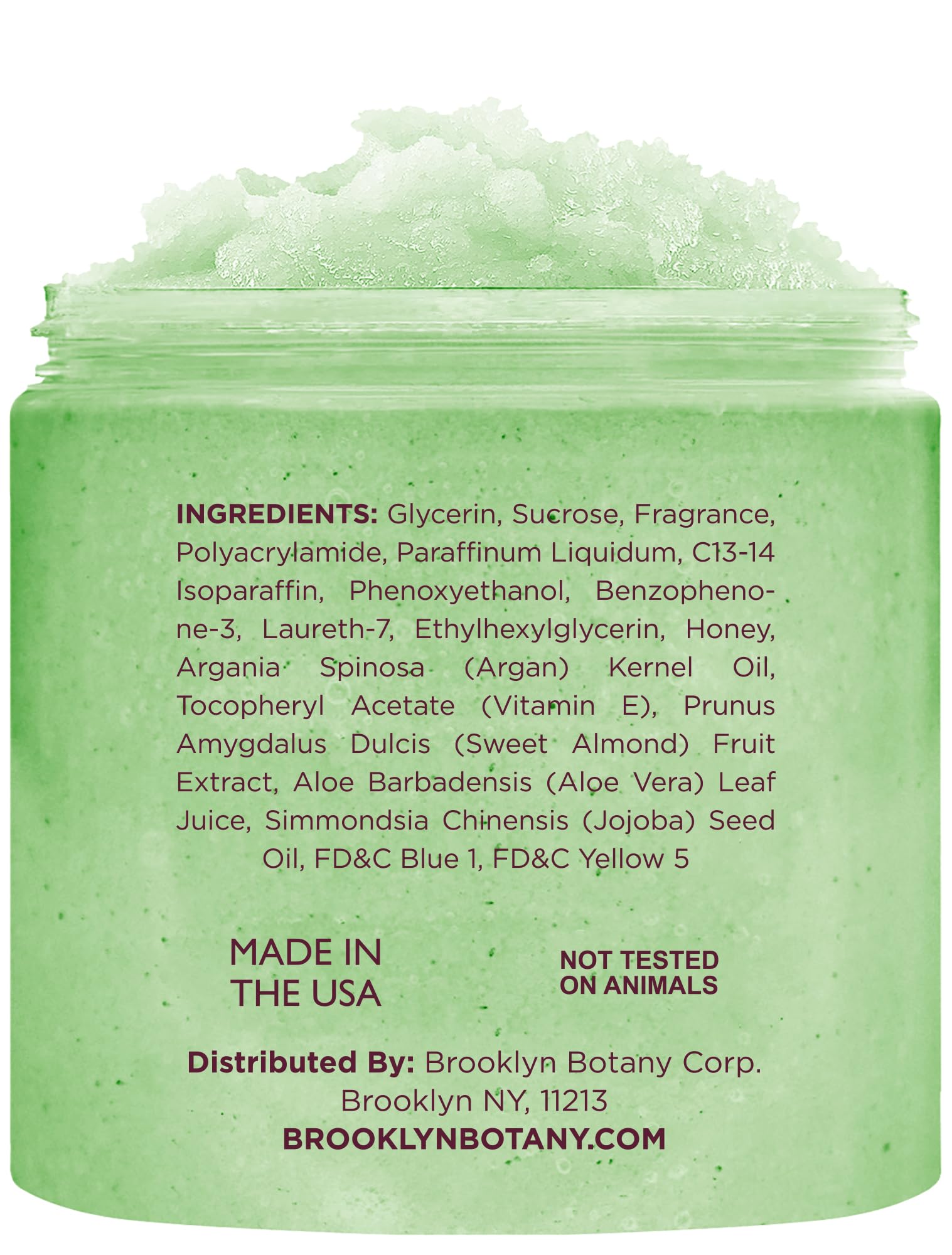 Brooklyn Botany sugar crystals close-up showing gentle scrubbing action.