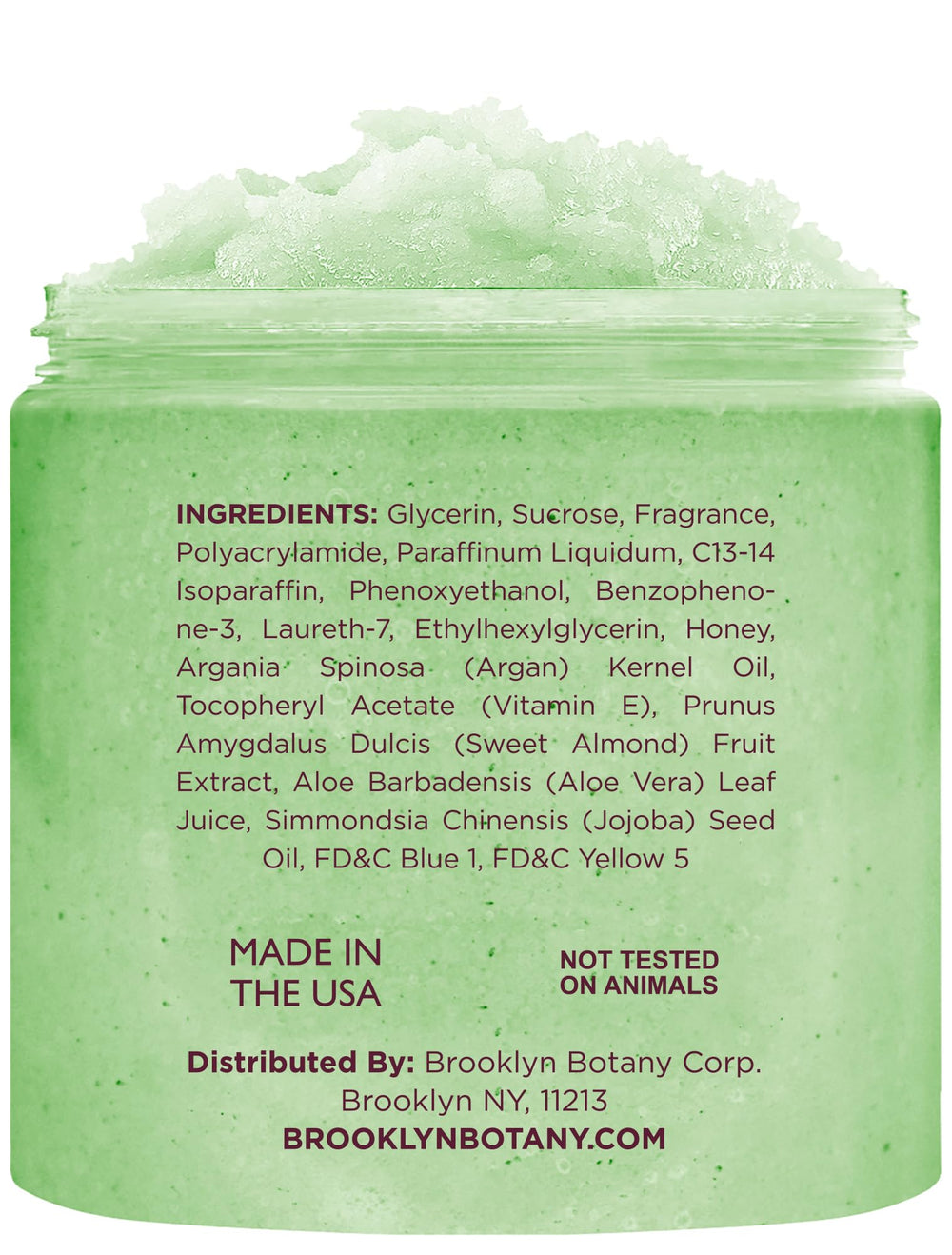 Brooklyn Botany sugar crystals close-up showing gentle scrubbing action.